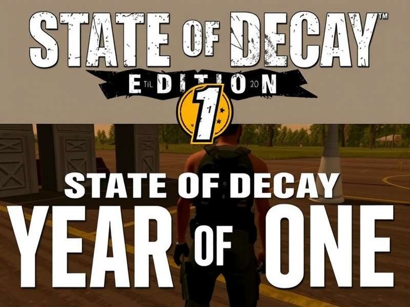 State of Decay Year One Survival Edition gameplay screenshot showing survivor scavenging in a destroyed building