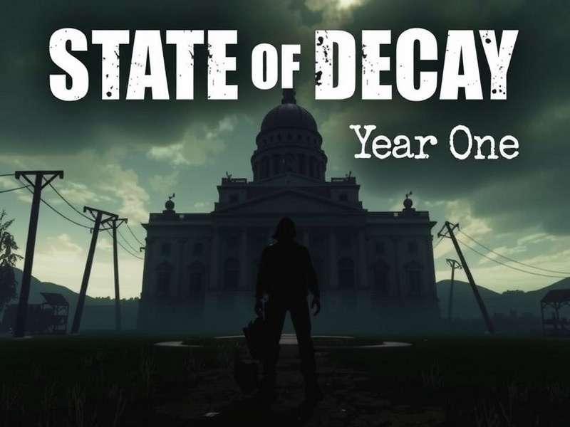 State of Decay Year One Survival Edition gameplay action screenshot showing survivor fighting zombies in a ruined city
